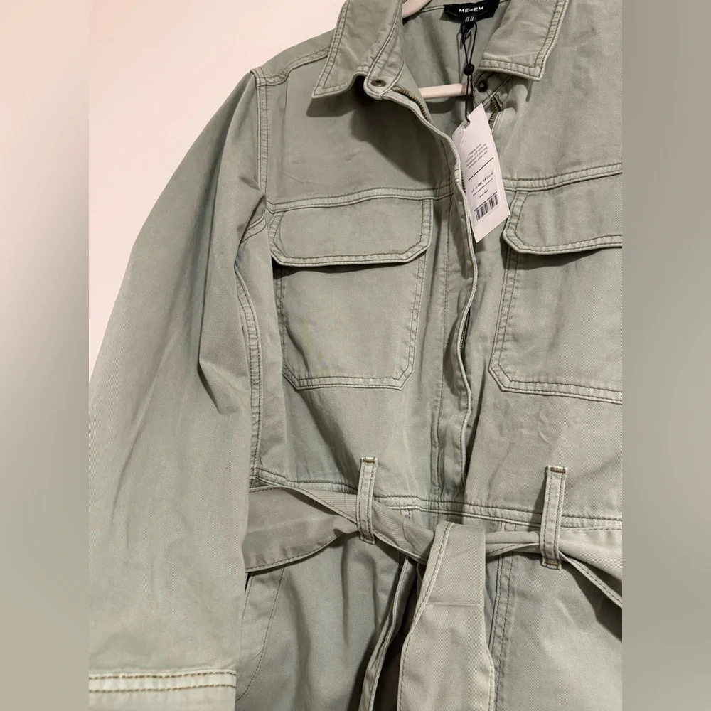 NWT Me + Em super soft utility jumpsuit sage green organic cotton size 10 - Picture 11 of 12